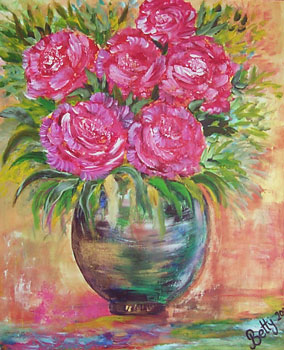 Antique Flowers - Acrylic Painting
