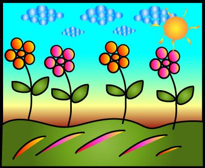 Field with flowers - Graphic Design with Adobe Illustrator