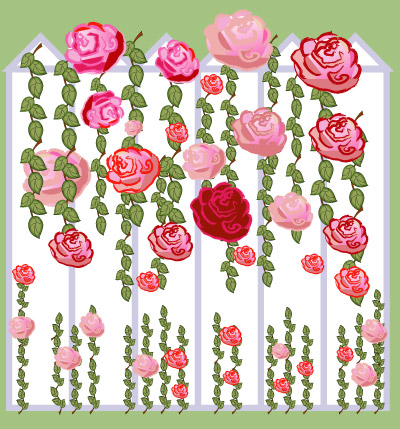 Picket Fence with Roses - Graphic Design with Adobe Illustrator