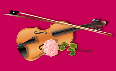 Violin and Rose - Graphic Design with Adobe Illustrator