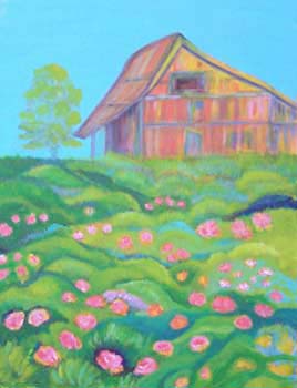 Mountain Barn - Acrylic Painting